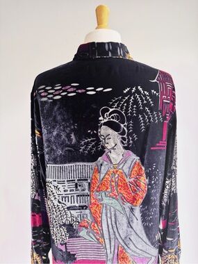 Vintage Chico’s Silk Blend Velvet Burnout Geisha Tunic Jacket Size 8 M